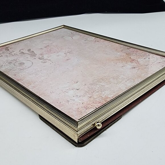 Vintage Gold Tone Metal Ornate Picture Frame Ribbed Design Ball Feet 8x10 - Picture 11 of 11